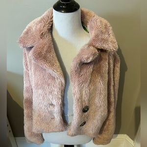 Free People Mena Faux Fur cropped jacket Size XS. Light Pink. Gorgeous!